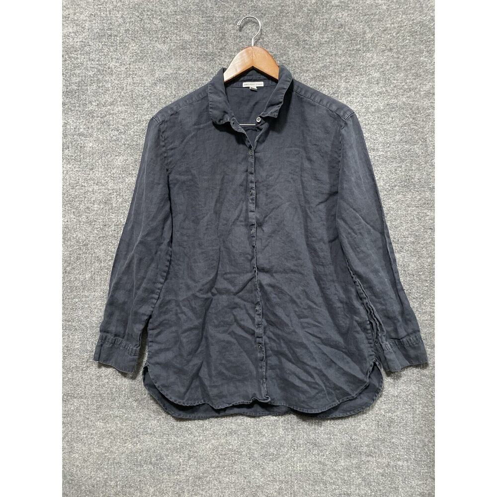 James Perse Shirt Mens 3 Large Button Up Long Sleeve Office Navy Black Casual
